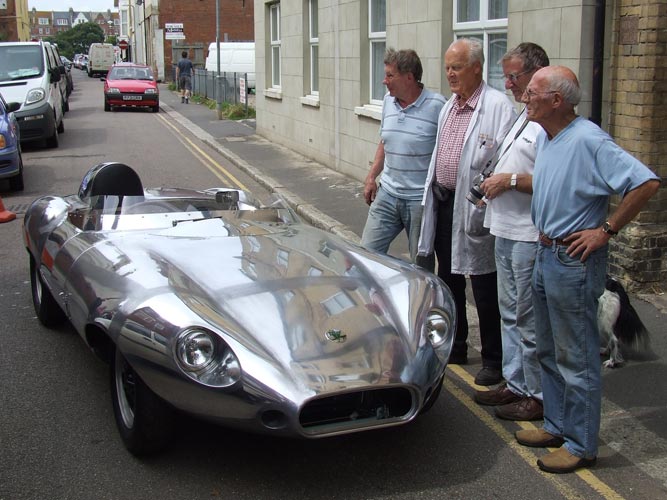 The completed Elva MK3 with some of the original engineers from 50 years ago who worked on the car