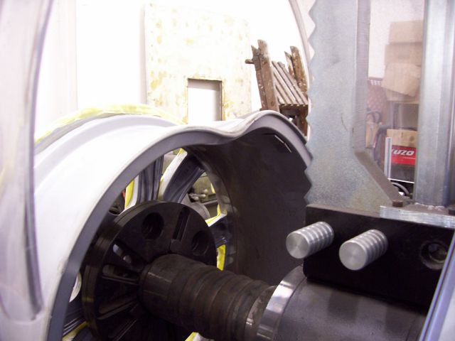 Image of an aluminium wheel before repair