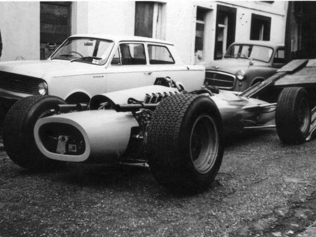 Image of a BRM racing car.  Bodywork completed by HMSMW